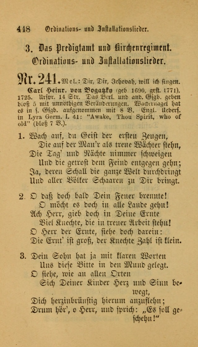 Deutsches Gesangbuch: eine auswahl geistlicher Lieder aus allen Zeiten der Christlichen Kirche für kirchliche und häusliche Gebrauch (Neue, verb. und verm. Aufl) page 448