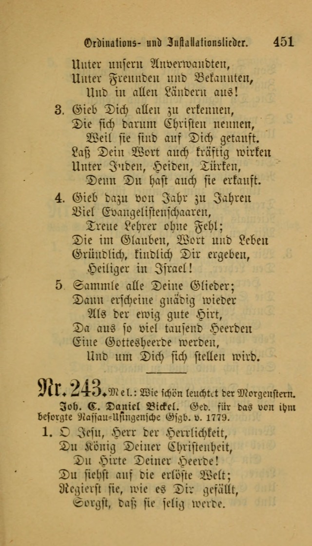 Deutsches Gesangbuch: eine auswahl geistlicher Lieder aus allen Zeiten der Christlichen Kirche für kirchliche und häusliche Gebrauch (Neue, verb. und verm. Aufl) page 451