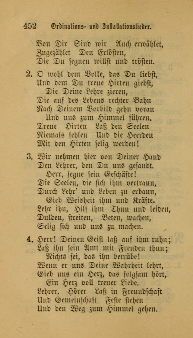 Deutsches Gesangbuch: eine auswahl geistlicher Lieder aus allen Zeiten der Christlichen Kirche für kirchliche und häusliche Gebrauch (Neue, verb. und verm. Aufl) page 452