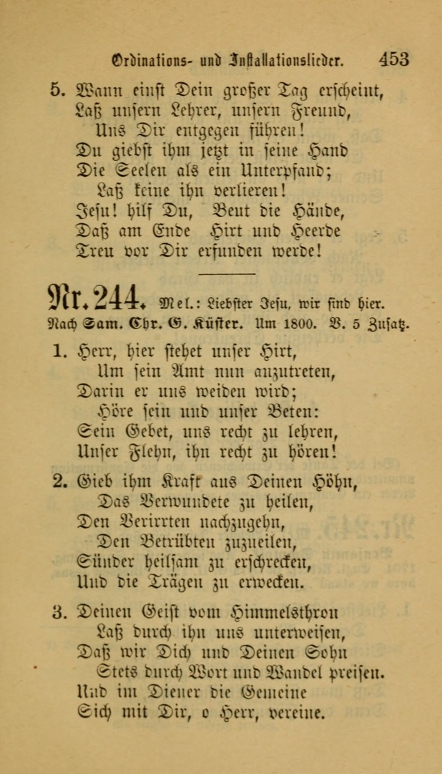 Deutsches Gesangbuch: eine auswahl geistlicher Lieder aus allen Zeiten der Christlichen Kirche für kirchliche und häusliche Gebrauch (Neue, verb. und verm. Aufl) page 453