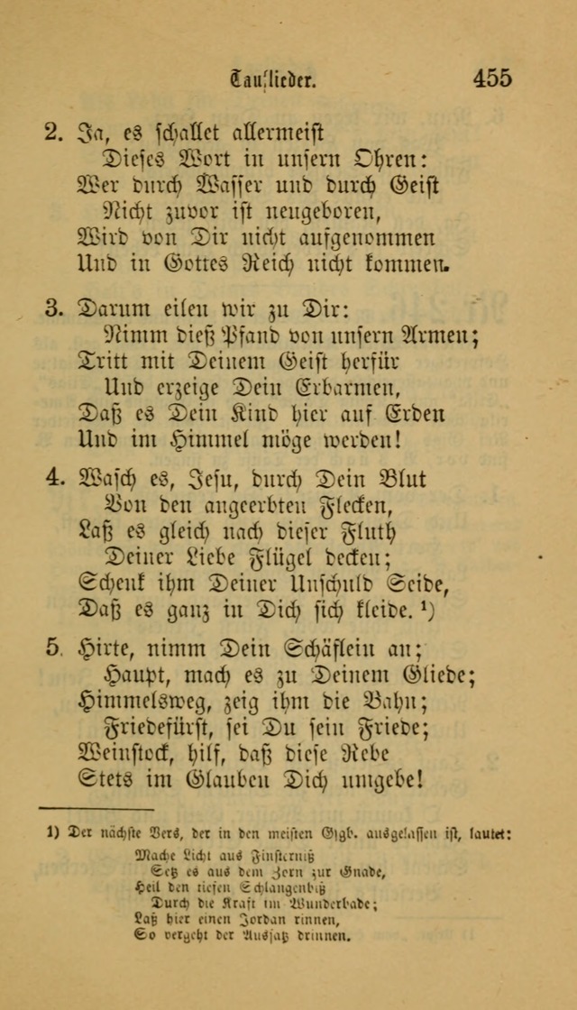 Deutsches Gesangbuch: eine auswahl geistlicher Lieder aus allen Zeiten der Christlichen Kirche für kirchliche und häusliche Gebrauch (Neue, verb. und verm. Aufl) page 455