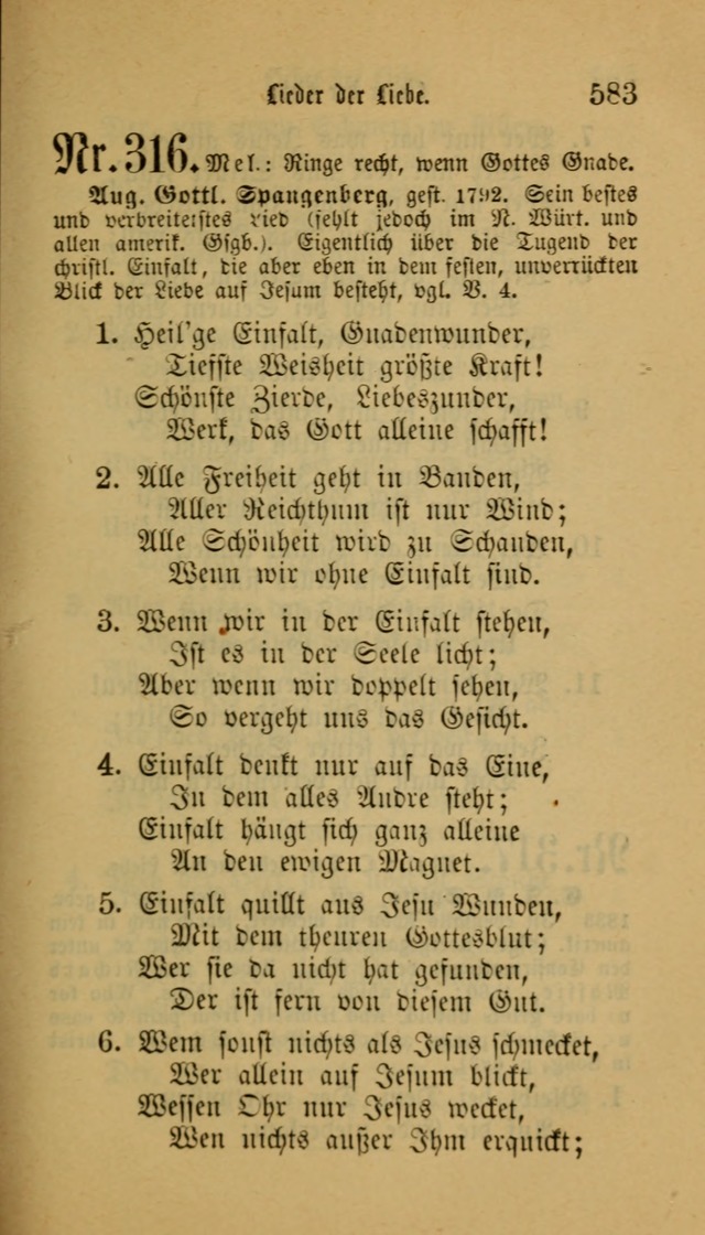 Deutsches Gesangbuch: eine auswahl geistlicher Lieder aus allen Zeiten der Christlichen Kirche für kirchliche und häusliche Gebrauch (Neue, verb. und verm. Aufl) page 585