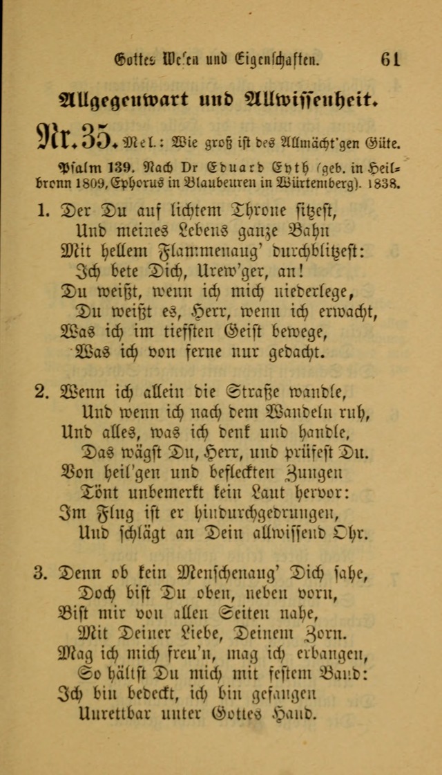 Deutsches Gesangbuch: eine auswahl geistlicher Lieder aus allen Zeiten der Christlichen Kirche für kirchliche und häusliche Gebrauch (Neue, verb. und verm. Aufl) page 61