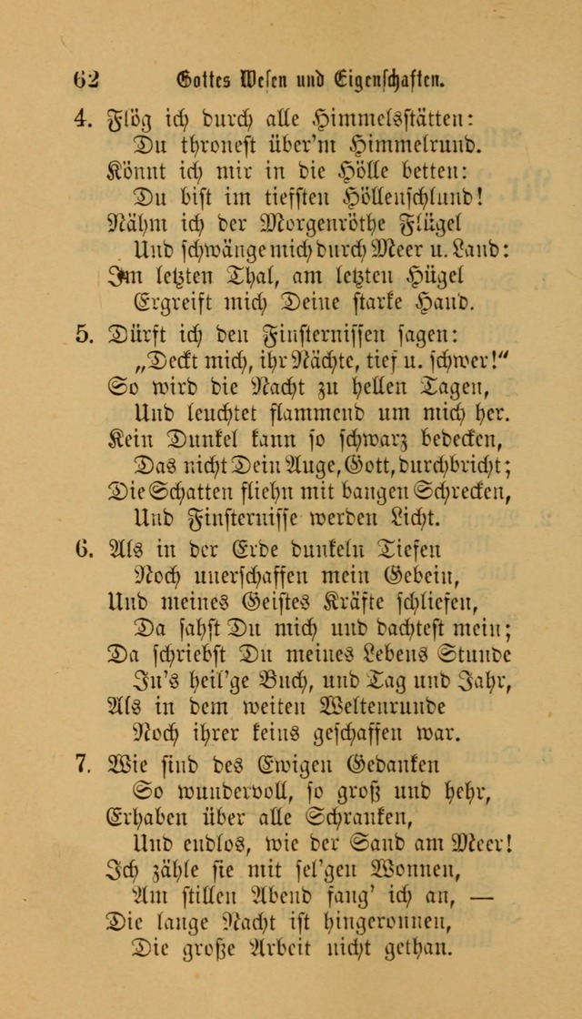 Deutsches Gesangbuch: eine auswahl geistlicher Lieder aus allen Zeiten der Christlichen Kirche für kirchliche und häusliche Gebrauch (Neue, verb. und verm. Aufl) page 62