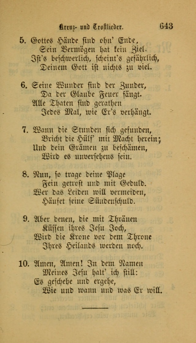 Deutsches Gesangbuch: eine auswahl geistlicher Lieder aus allen Zeiten der Christlichen Kirche für kirchliche und häusliche Gebrauch (Neue, verb. und verm. Aufl) page 645