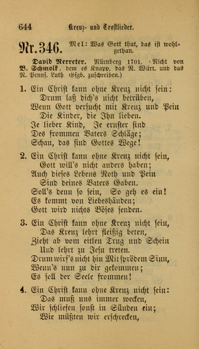 Deutsches Gesangbuch: eine auswahl geistlicher Lieder aus allen Zeiten der Christlichen Kirche für kirchliche und häusliche Gebrauch (Neue, verb. und verm. Aufl) page 646