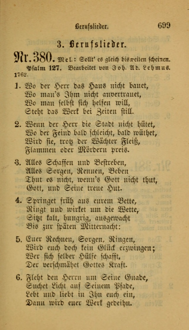 Deutsches Gesangbuch: eine auswahl geistlicher Lieder aus allen Zeiten der Christlichen Kirche für kirchliche und häusliche Gebrauch (Neue, verb. und verm. Aufl) page 701