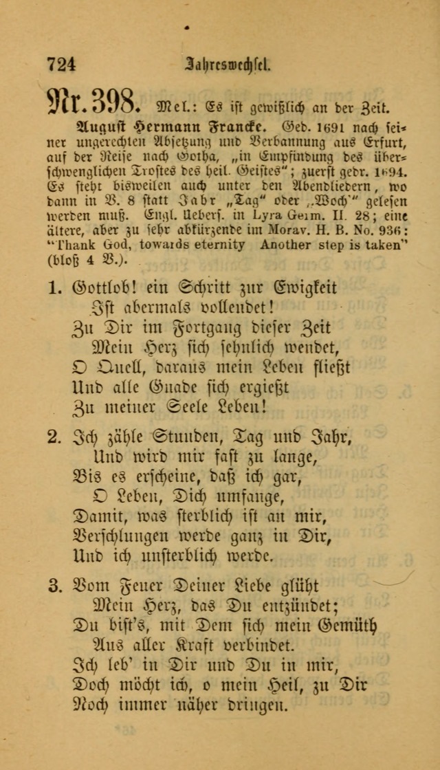 Deutsches Gesangbuch: eine auswahl geistlicher Lieder aus allen Zeiten der Christlichen Kirche für kirchliche und häusliche Gebrauch (Neue, verb. und verm. Aufl) page 726