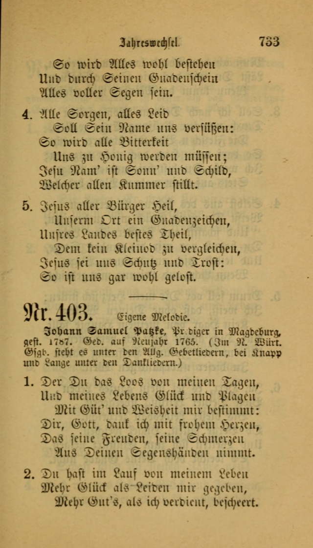 Deutsches Gesangbuch: eine auswahl geistlicher Lieder aus allen Zeiten der Christlichen Kirche für kirchliche und häusliche Gebrauch (Neue, verb. und verm. Aufl) page 735