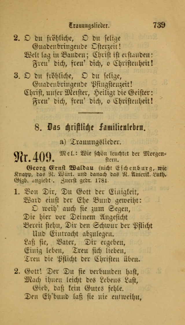 Deutsches Gesangbuch: eine auswahl geistlicher Lieder aus allen Zeiten der Christlichen Kirche für kirchliche und häusliche Gebrauch (Neue, verb. und verm. Aufl) page 741