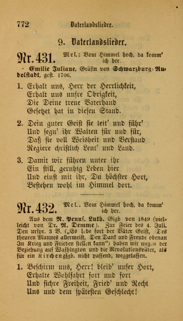 Deutsches Gesangbuch: eine auswahl geistlicher Lieder aus allen Zeiten der Christlichen Kirche für kirchliche und häusliche Gebrauch (Neue, verb. und verm. Aufl) page 774