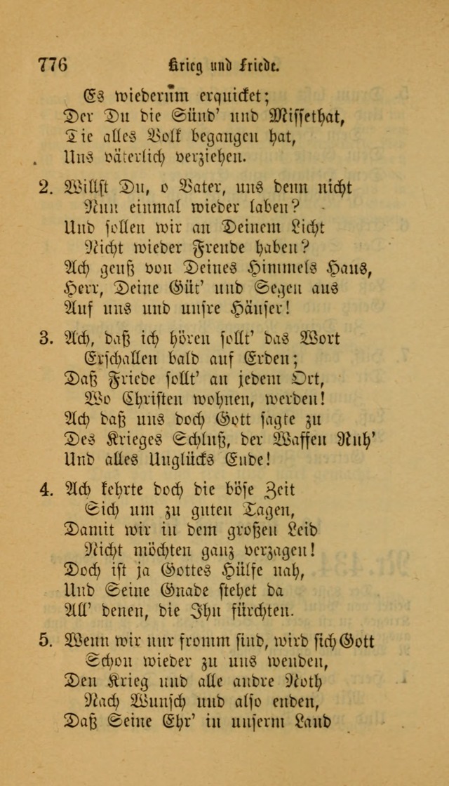 Deutsches Gesangbuch: eine auswahl geistlicher Lieder aus allen Zeiten der Christlichen Kirche für kirchliche und häusliche Gebrauch (Neue, verb. und verm. Aufl) page 778