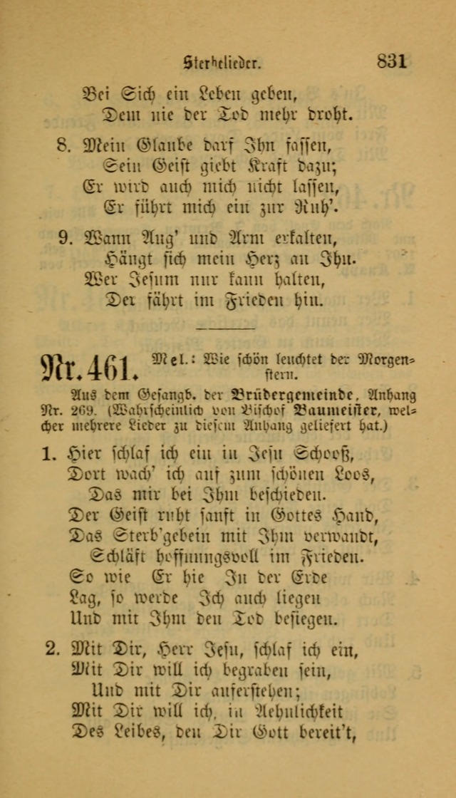 Deutsches Gesangbuch: eine auswahl geistlicher Lieder aus allen Zeiten der Christlichen Kirche für kirchliche und häusliche Gebrauch (Neue, verb. und verm. Aufl) page 833