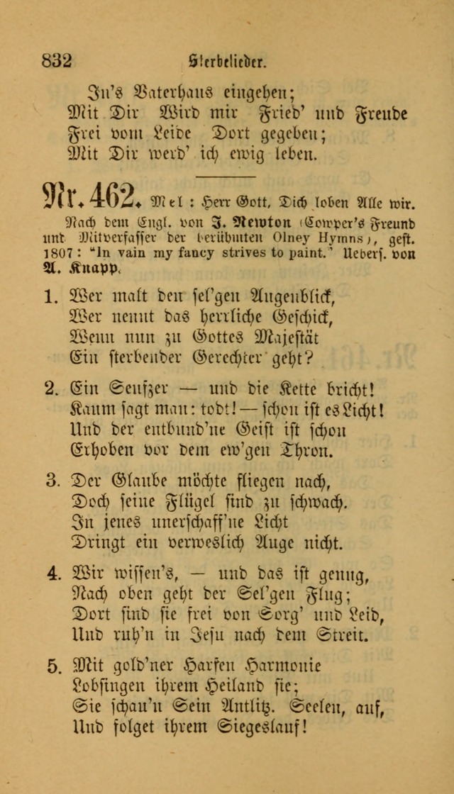 Deutsches Gesangbuch: eine auswahl geistlicher Lieder aus allen Zeiten der Christlichen Kirche für kirchliche und häusliche Gebrauch (Neue, verb. und verm. Aufl) page 834