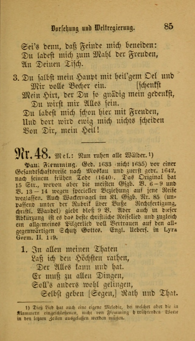 Deutsches Gesangbuch: eine auswahl geistlicher Lieder aus allen Zeiten der Christlichen Kirche für kirchliche und häusliche Gebrauch (Neue, verb. und verm. Aufl) page 85