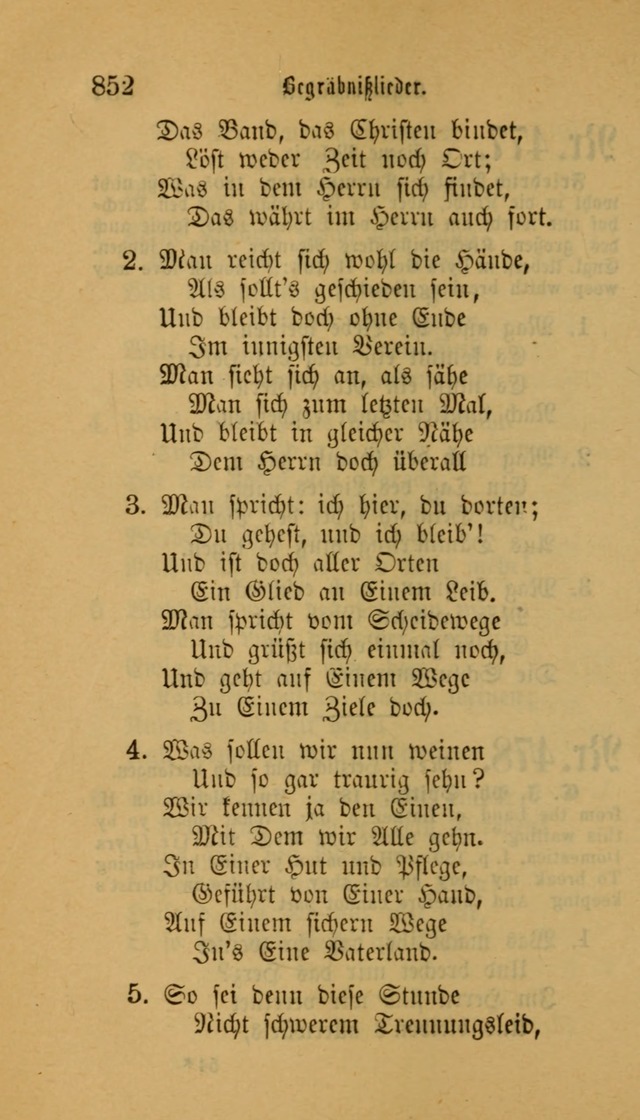 Deutsches Gesangbuch: eine auswahl geistlicher Lieder aus allen Zeiten der Christlichen Kirche für kirchliche und häusliche Gebrauch (Neue, verb. und verm. Aufl) page 854