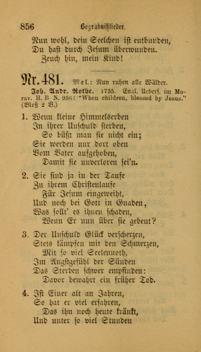 Deutsches Gesangbuch: eine auswahl geistlicher Lieder aus allen Zeiten der Christlichen Kirche für kirchliche und häusliche Gebrauch (Neue, verb. und verm. Aufl) page 858