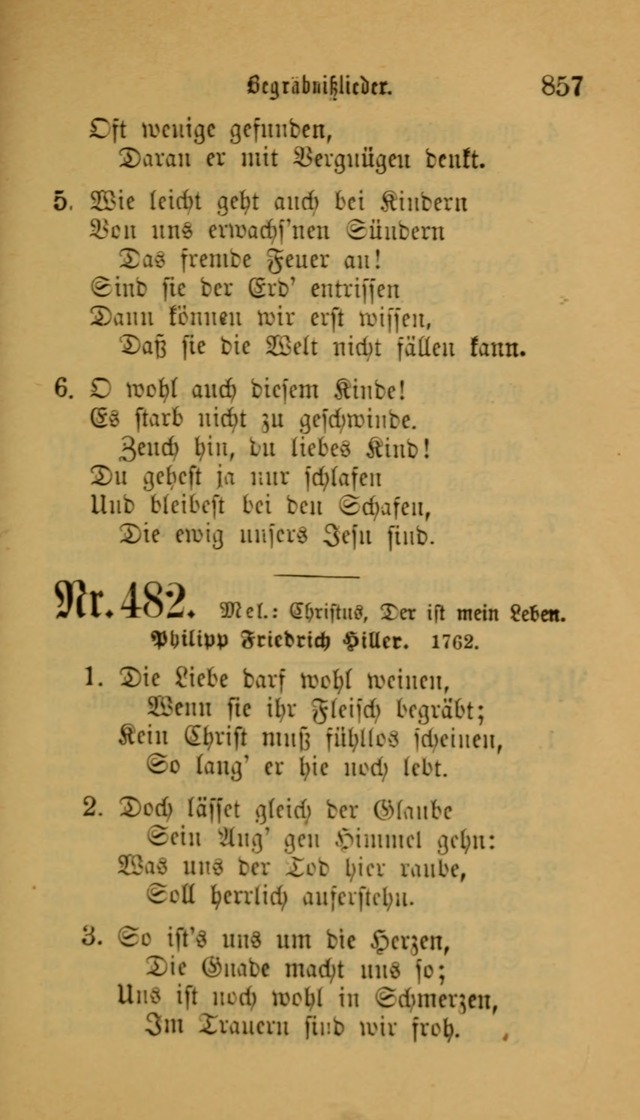 Deutsches Gesangbuch: eine auswahl geistlicher Lieder aus allen Zeiten der Christlichen Kirche für kirchliche und häusliche Gebrauch (Neue, verb. und verm. Aufl) page 859