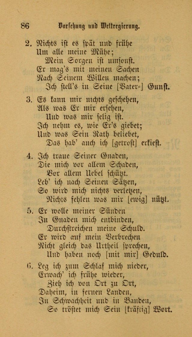 Deutsches Gesangbuch: eine auswahl geistlicher Lieder aus allen Zeiten der Christlichen Kirche für kirchliche und häusliche Gebrauch (Neue, verb. und verm. Aufl) page 86