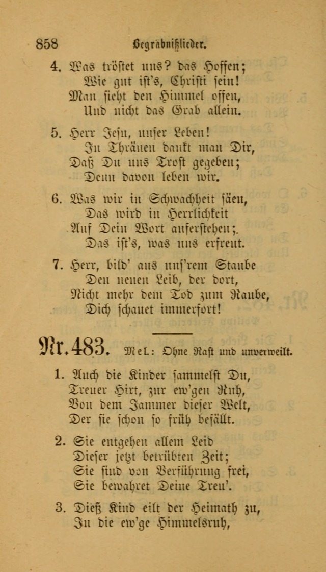 Deutsches Gesangbuch: eine auswahl geistlicher Lieder aus allen Zeiten der Christlichen Kirche für kirchliche und häusliche Gebrauch (Neue, verb. und verm. Aufl) page 860