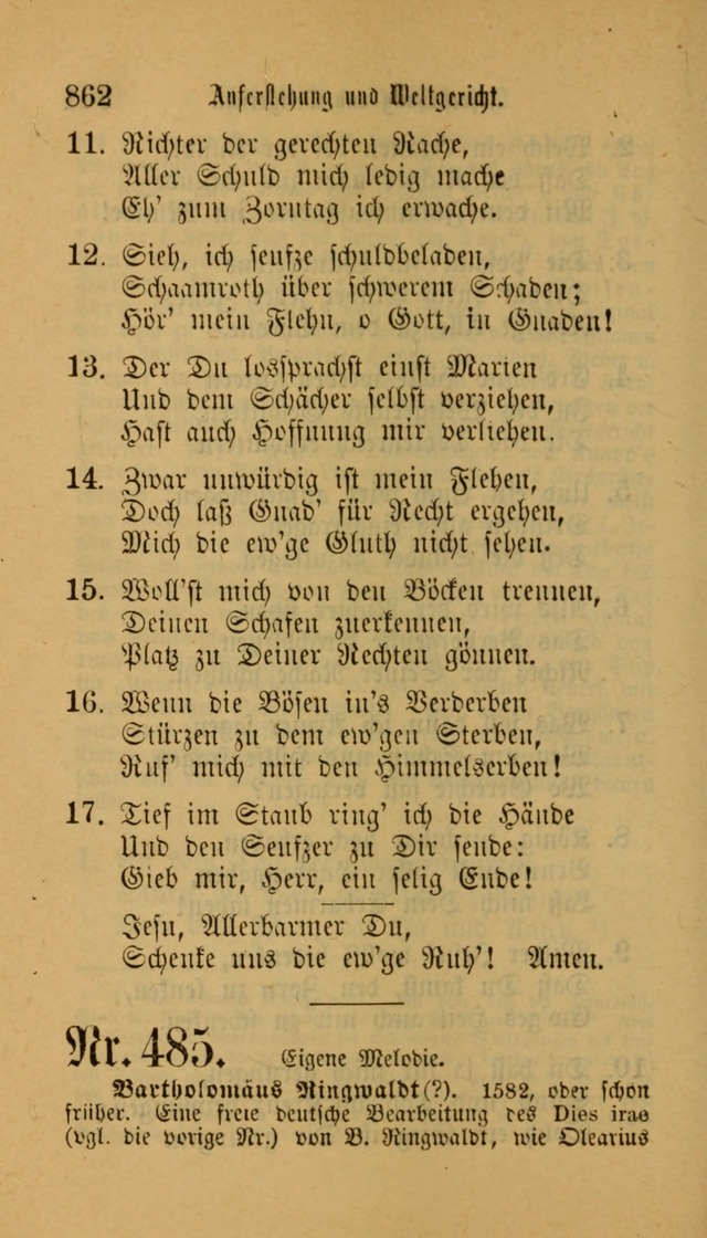 Deutsches Gesangbuch: eine auswahl geistlicher Lieder aus allen Zeiten der Christlichen Kirche für kirchliche und häusliche Gebrauch (Neue, verb. und verm. Aufl) page 864