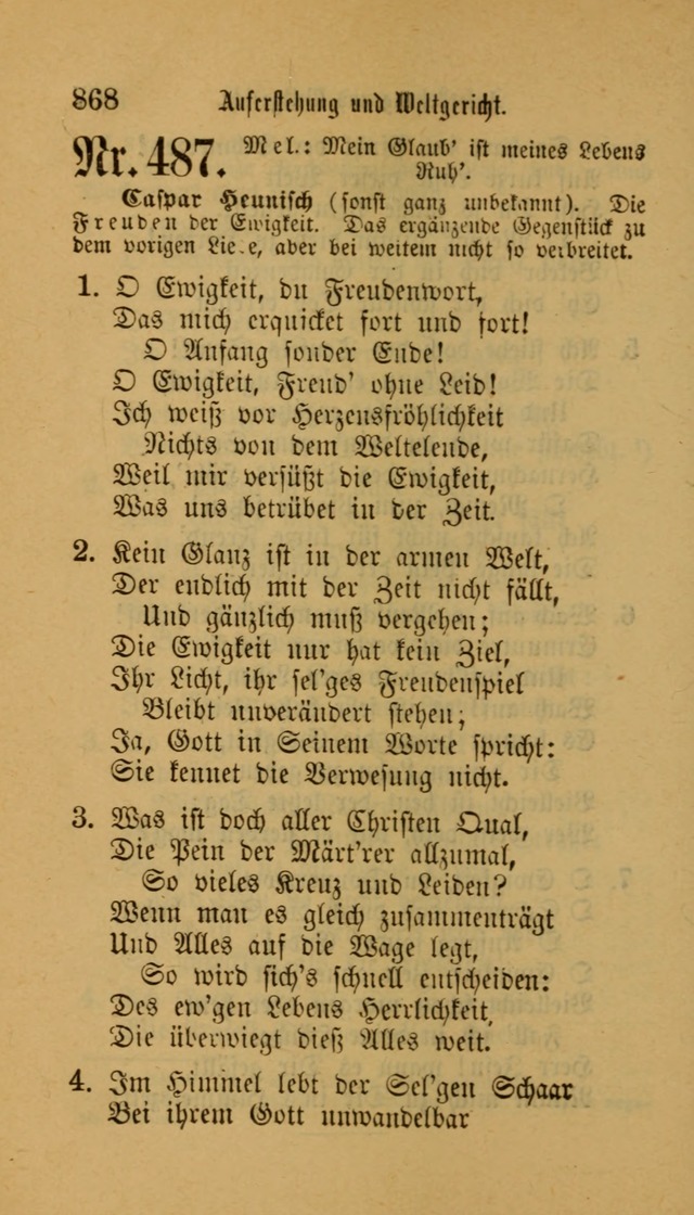 Deutsches Gesangbuch: eine auswahl geistlicher Lieder aus allen Zeiten der Christlichen Kirche für kirchliche und häusliche Gebrauch (Neue, verb. und verm. Aufl) page 870