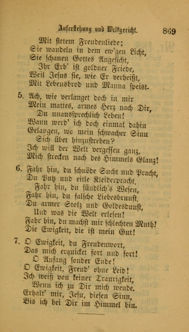 Deutsches Gesangbuch: eine auswahl geistlicher Lieder aus allen Zeiten der Christlichen Kirche für kirchliche und häusliche Gebrauch (Neue, verb. und verm. Aufl) page 871