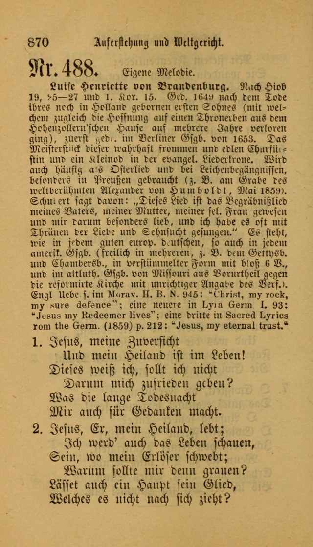 Deutsches Gesangbuch: eine auswahl geistlicher Lieder aus allen Zeiten der Christlichen Kirche für kirchliche und häusliche Gebrauch (Neue, verb. und verm. Aufl) page 872