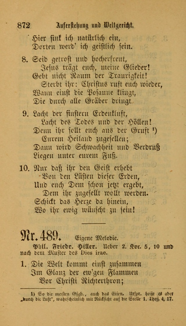 Deutsches Gesangbuch: eine auswahl geistlicher Lieder aus allen Zeiten der Christlichen Kirche für kirchliche und häusliche Gebrauch (Neue, verb. und verm. Aufl) page 874