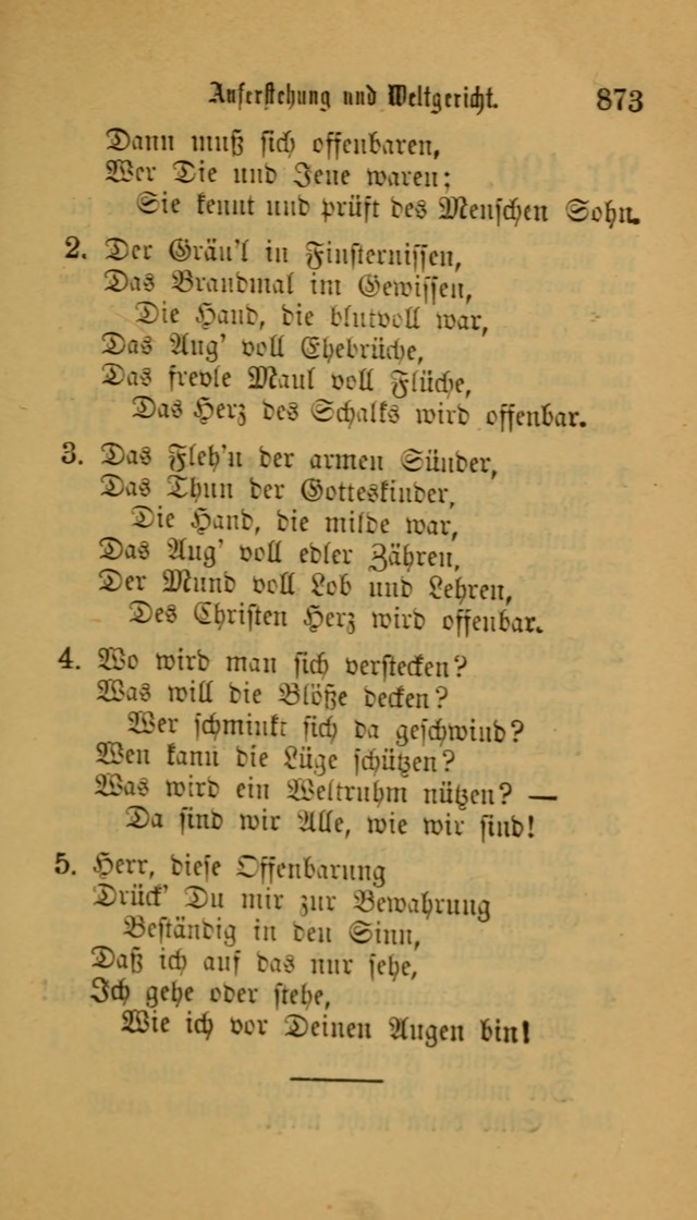 Deutsches Gesangbuch: eine auswahl geistlicher Lieder aus allen Zeiten der Christlichen Kirche für kirchliche und häusliche Gebrauch (Neue, verb. und verm. Aufl) page 875