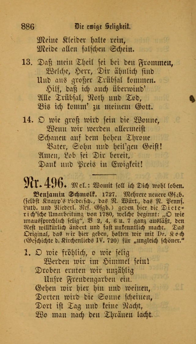 Deutsches Gesangbuch: eine auswahl geistlicher Lieder aus allen Zeiten der Christlichen Kirche für kirchliche und häusliche Gebrauch (Neue, verb. und verm. Aufl) page 888