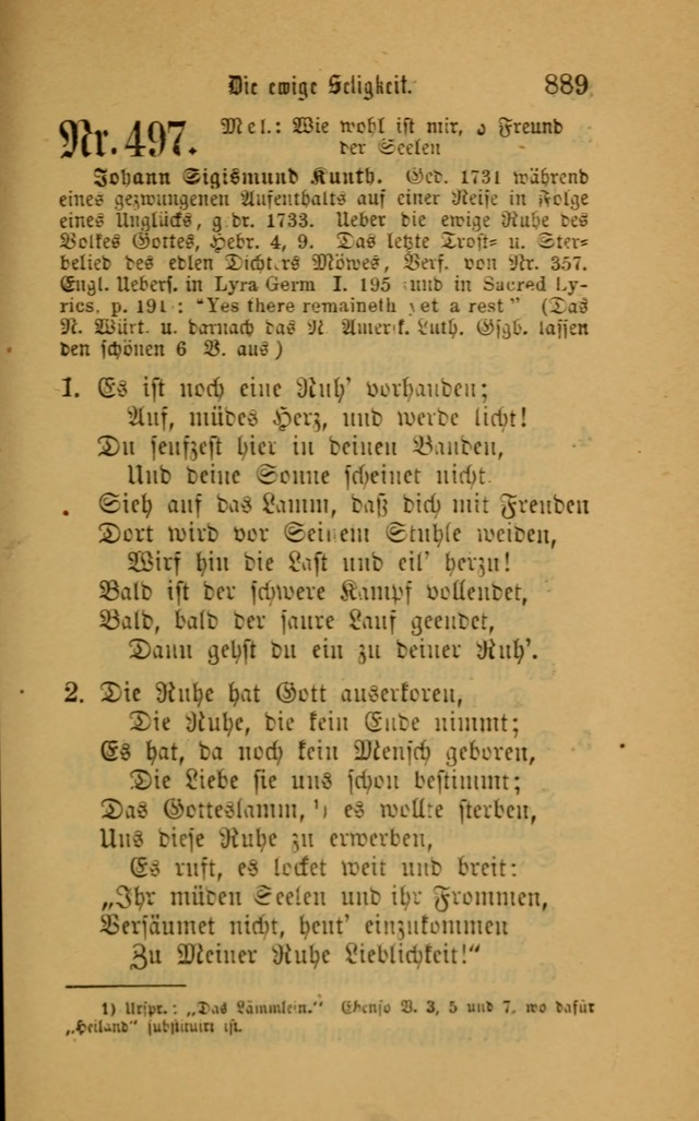 Deutsches Gesangbuch: eine auswahl geistlicher Lieder aus allen Zeiten der Christlichen Kirche für kirchliche und häusliche Gebrauch (Neue, verb. und verm. Aufl) page 891