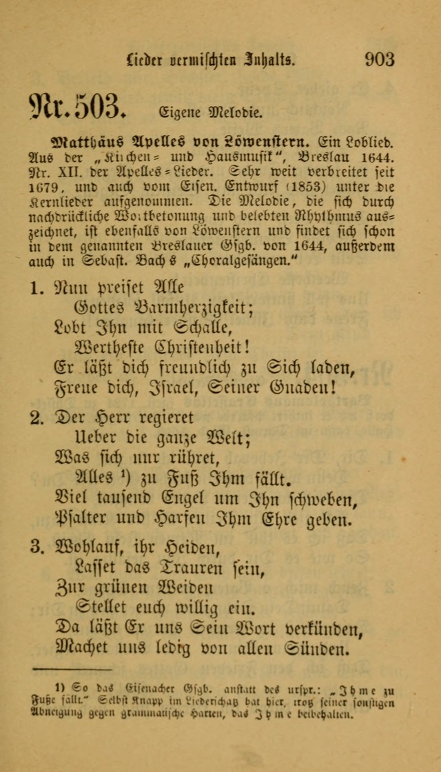 Deutsches Gesangbuch: eine auswahl geistlicher Lieder aus allen Zeiten der Christlichen Kirche für kirchliche und häusliche Gebrauch (Neue, verb. und verm. Aufl) page 905