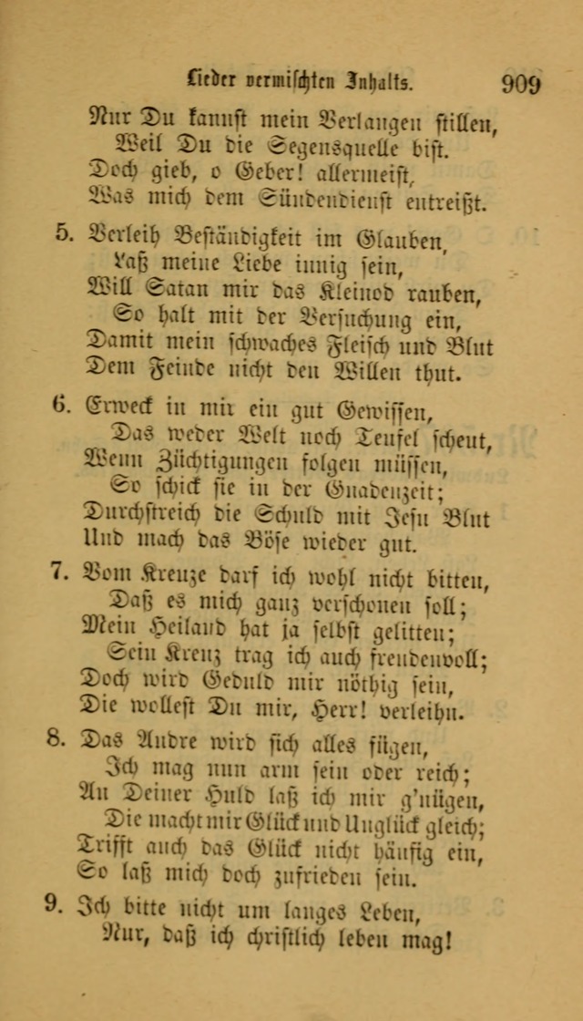 Deutsches Gesangbuch: eine auswahl geistlicher Lieder aus allen Zeiten der Christlichen Kirche für kirchliche und häusliche Gebrauch (Neue, verb. und verm. Aufl) page 911