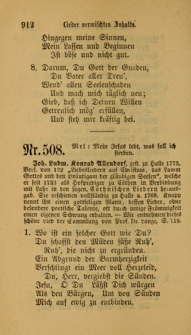 Deutsches Gesangbuch: eine auswahl geistlicher Lieder aus allen Zeiten der Christlichen Kirche für kirchliche und häusliche Gebrauch (Neue, verb. und verm. Aufl) page 914