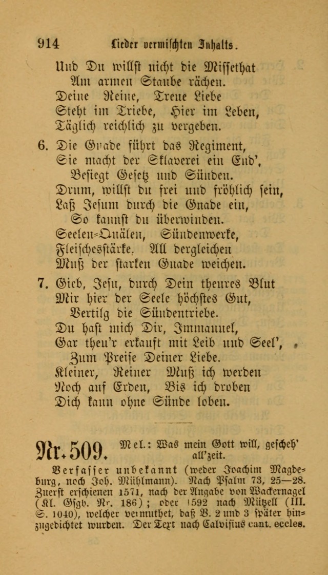 Deutsches Gesangbuch: eine auswahl geistlicher Lieder aus allen Zeiten der Christlichen Kirche für kirchliche und häusliche Gebrauch (Neue, verb. und verm. Aufl) page 916