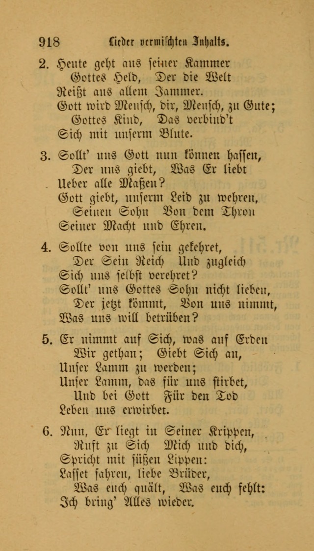 Deutsches Gesangbuch: eine auswahl geistlicher Lieder aus allen Zeiten der Christlichen Kirche für kirchliche und häusliche Gebrauch (Neue, verb. und verm. Aufl) page 920