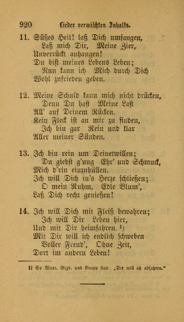 Deutsches Gesangbuch: eine auswahl geistlicher Lieder aus allen Zeiten der Christlichen Kirche für kirchliche und häusliche Gebrauch (Neue, verb. und verm. Aufl) page 922