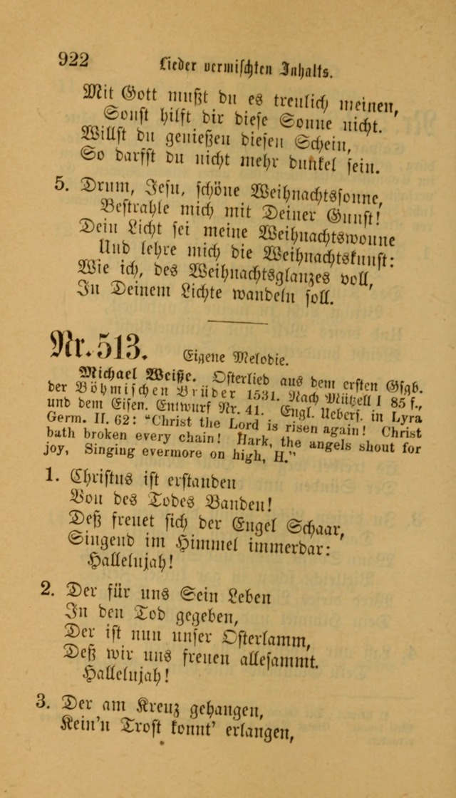 Deutsches Gesangbuch: eine auswahl geistlicher Lieder aus allen Zeiten der Christlichen Kirche für kirchliche und häusliche Gebrauch (Neue, verb. und verm. Aufl) page 924