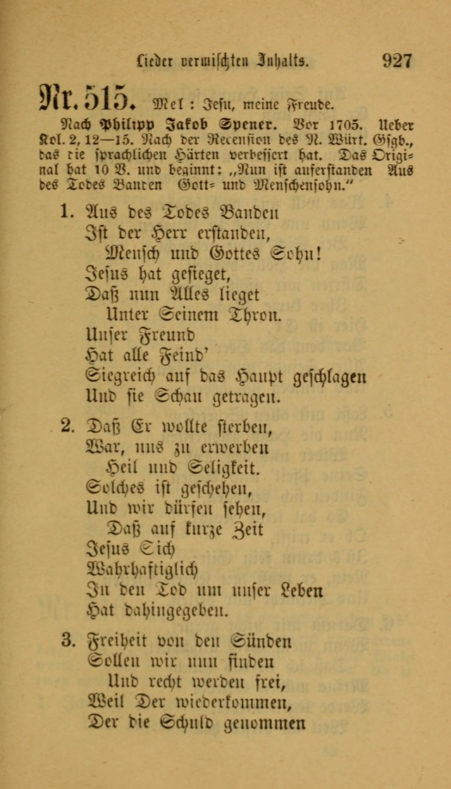 Deutsches Gesangbuch: eine auswahl geistlicher Lieder aus allen Zeiten der Christlichen Kirche für kirchliche und häusliche Gebrauch (Neue, verb. und verm. Aufl) page 929