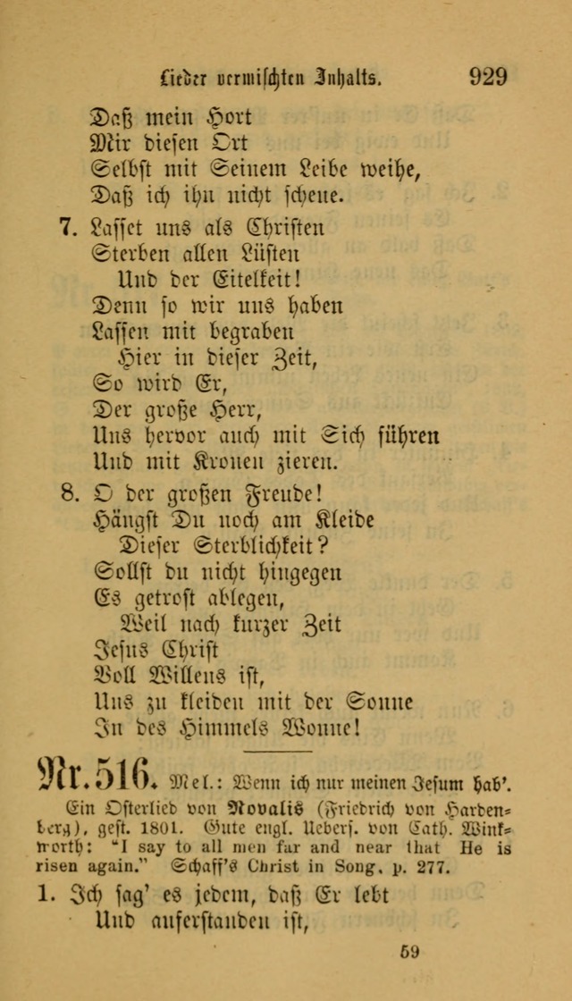 Deutsches Gesangbuch: eine auswahl geistlicher Lieder aus allen Zeiten der Christlichen Kirche für kirchliche und häusliche Gebrauch (Neue, verb. und verm. Aufl) page 931