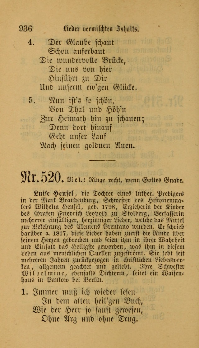 Deutsches Gesangbuch: eine auswahl geistlicher Lieder aus allen Zeiten der Christlichen Kirche für kirchliche und häusliche Gebrauch (Neue, verb. und verm. Aufl) page 938