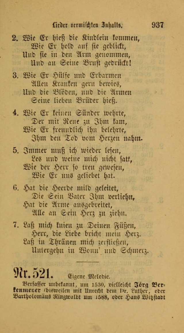 Deutsches Gesangbuch: eine auswahl geistlicher Lieder aus allen Zeiten der Christlichen Kirche für kirchliche und häusliche Gebrauch (Neue, verb. und verm. Aufl) page 939