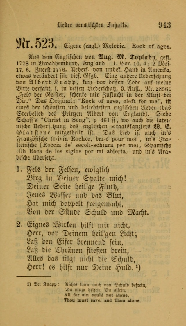 Deutsches Gesangbuch: eine auswahl geistlicher Lieder aus allen Zeiten der Christlichen Kirche für kirchliche und häusliche Gebrauch (Neue, verb. und verm. Aufl) page 945