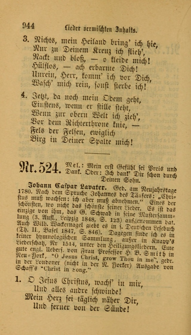 Deutsches Gesangbuch: eine auswahl geistlicher Lieder aus allen Zeiten der Christlichen Kirche für kirchliche und häusliche Gebrauch (Neue, verb. und verm. Aufl) page 946