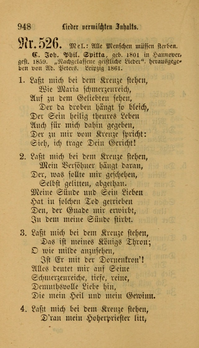 Deutsches Gesangbuch: eine auswahl geistlicher Lieder aus allen Zeiten der Christlichen Kirche für kirchliche und häusliche Gebrauch (Neue, verb. und verm. Aufl) page 950