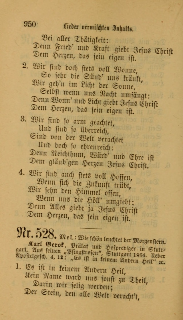 Deutsches Gesangbuch: eine auswahl geistlicher Lieder aus allen Zeiten der Christlichen Kirche für kirchliche und häusliche Gebrauch (Neue, verb. und verm. Aufl) page 952