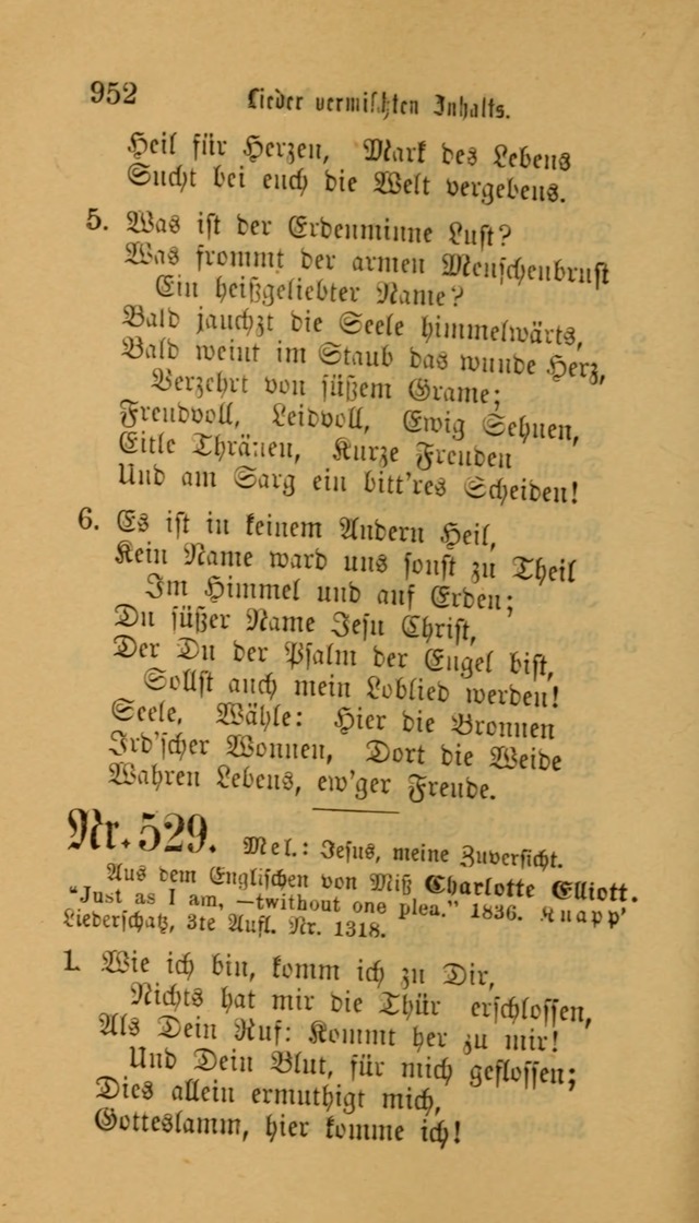 Deutsches Gesangbuch: eine auswahl geistlicher Lieder aus allen Zeiten der Christlichen Kirche für kirchliche und häusliche Gebrauch (Neue, verb. und verm. Aufl) page 954