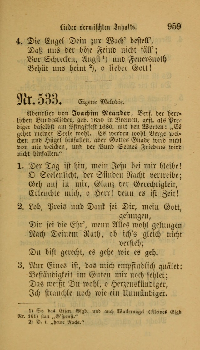 Deutsches Gesangbuch: eine auswahl geistlicher Lieder aus allen Zeiten der Christlichen Kirche für kirchliche und häusliche Gebrauch (Neue, verb. und verm. Aufl) page 961