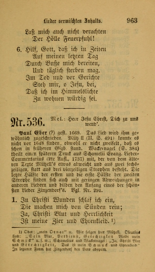 Deutsches Gesangbuch: eine auswahl geistlicher Lieder aus allen Zeiten der Christlichen Kirche für kirchliche und häusliche Gebrauch (Neue, verb. und verm. Aufl) page 965